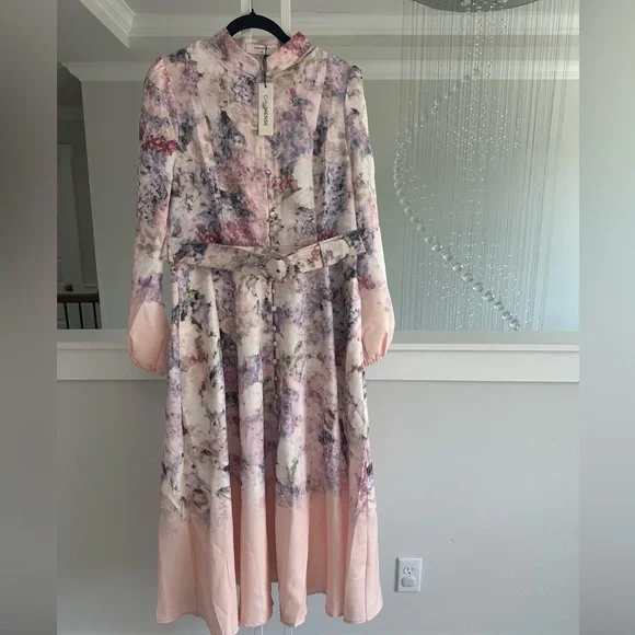 Commense Floral Printed Belted Dress - Picture 7 of 10